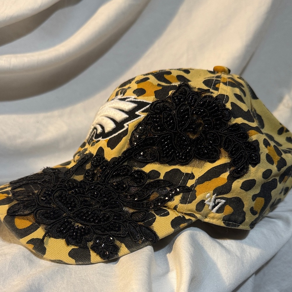 Leopard Print Cap With Eagle Logo - image 2
